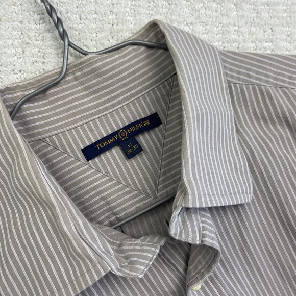 Tommy Hilfiger Stripped Shirt Men's Sz 17 Striped Crest Lion Down Casual Preppy - Picture 11 of 15